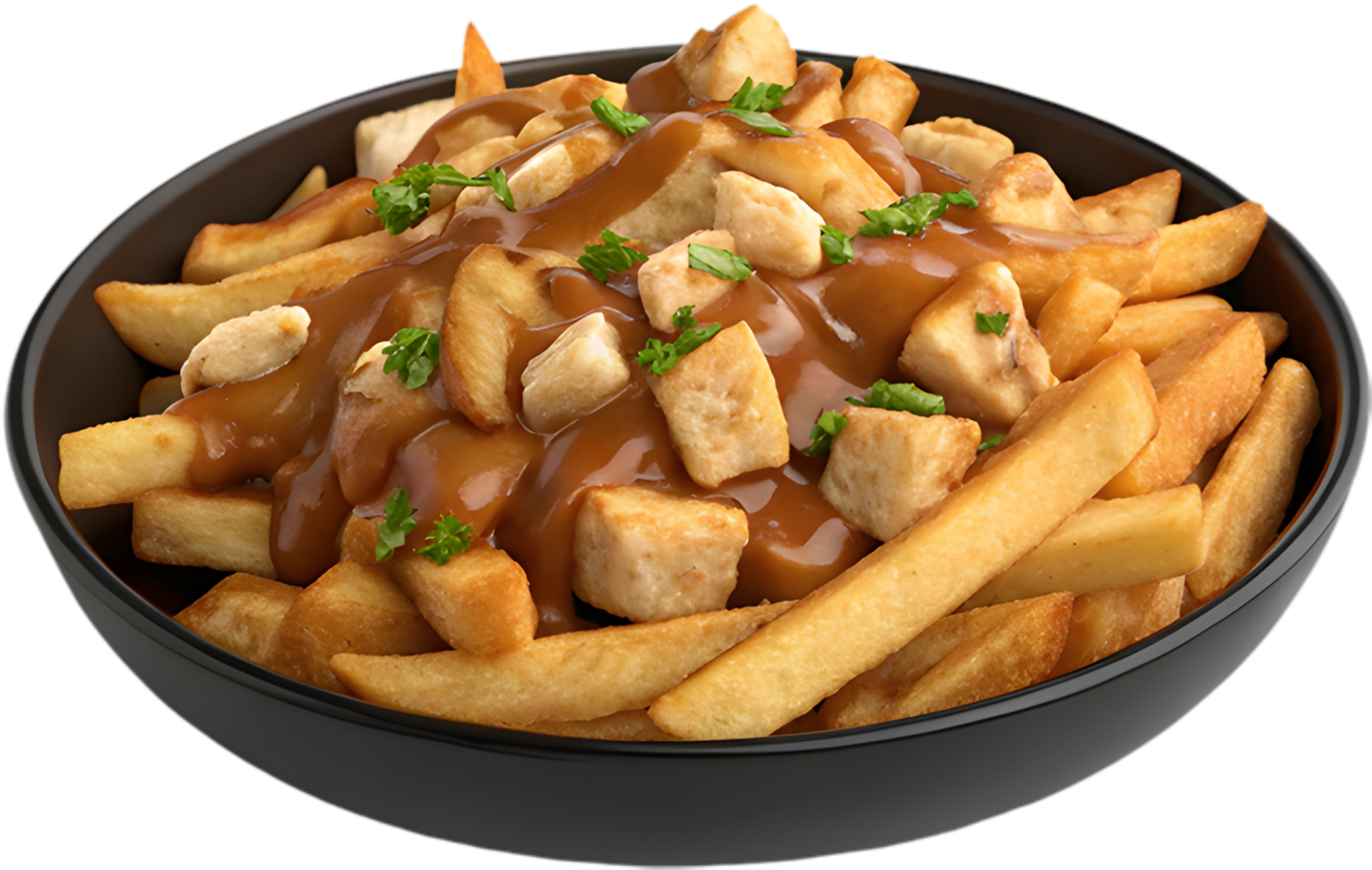 Golden Fries and Melted Cheese Poutine Clipart. . png