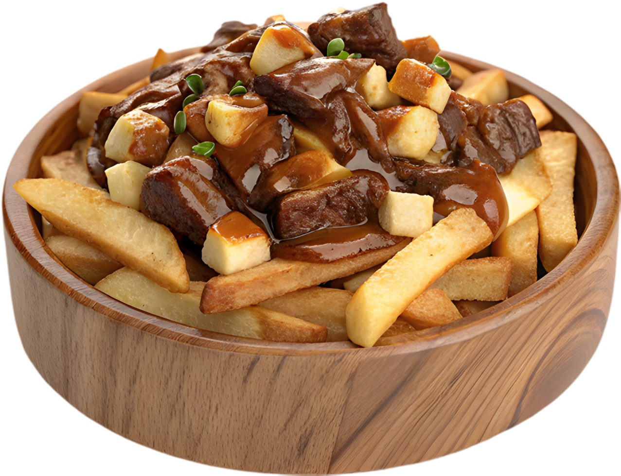 Tasty Poutine Clipart with Cheese Curds and Gravy. . png