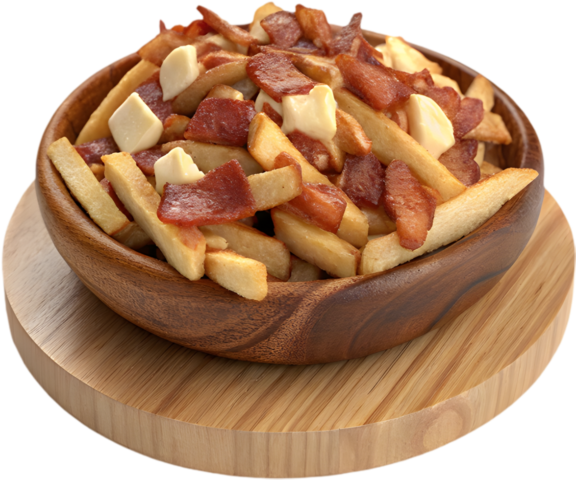 Golden Poutine Clipart with Melted Cheese Curds. . png