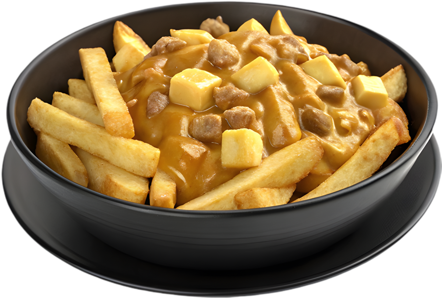 Classic Poutine Clipart with Fries, Cheese, and Gravy. . png