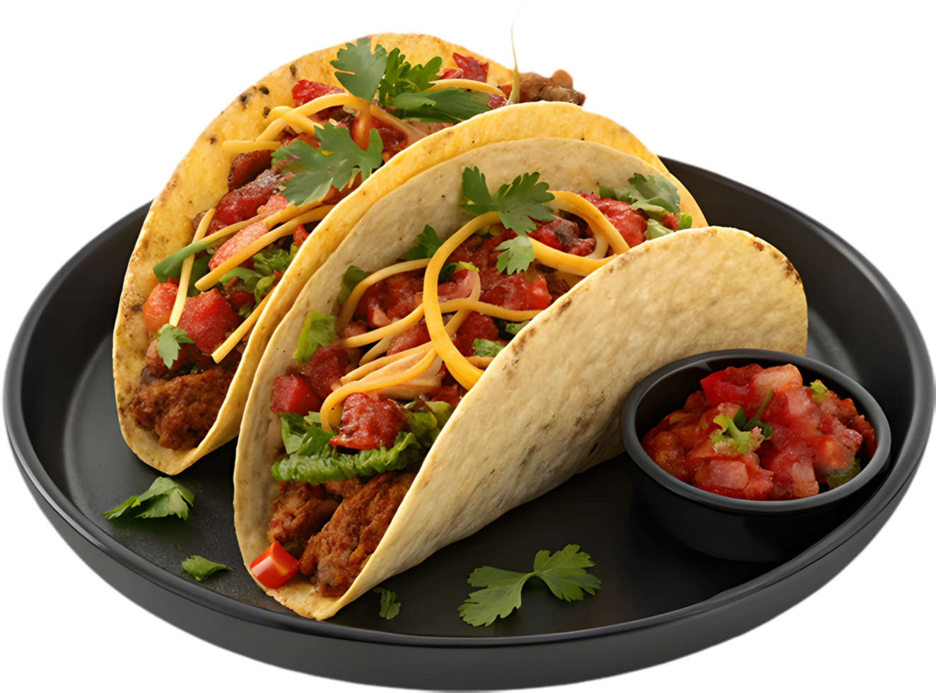 Authentic Tacos Clipart with Meat, Salsa, and Garnishes. . png