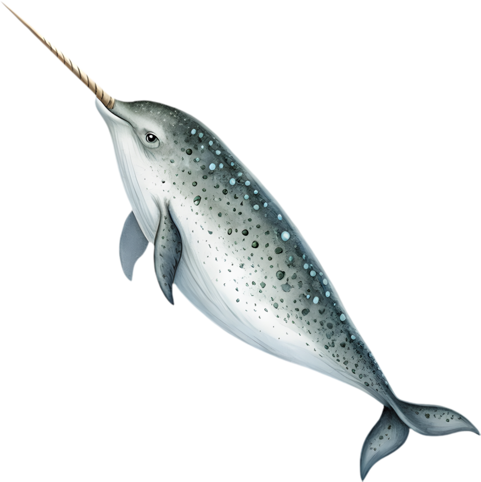 Narwhal Watercolor Clipart Adds Enchanting Whimsy to Ocean-Themed Creations. . png