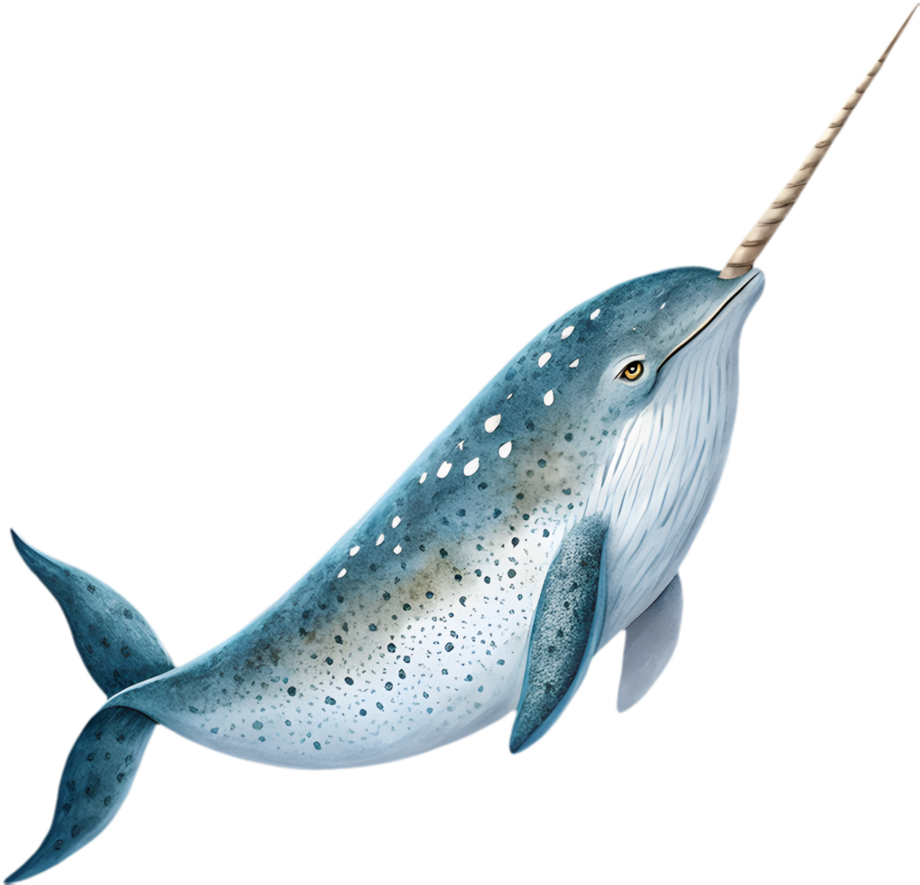 Enchanting Narwhal Clipart in Watercolor Style Adds Ocean Grace. . png