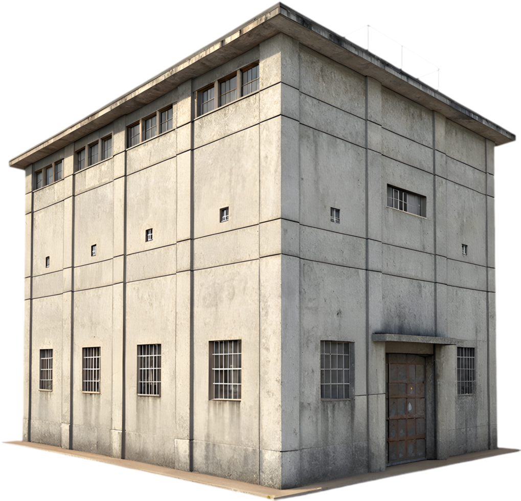 Minimalist Concrete Building Clipart with Raw Architectural Elements. . png