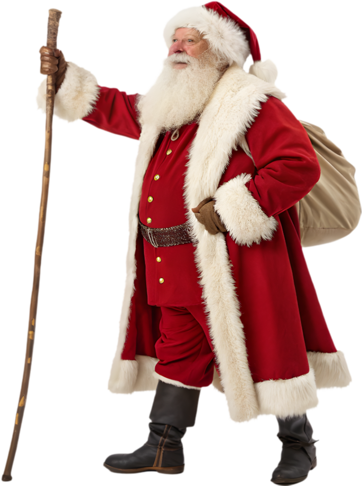 Festive Santa Claus Clipart in Cheerful Pose for Holiday Graphics. . png