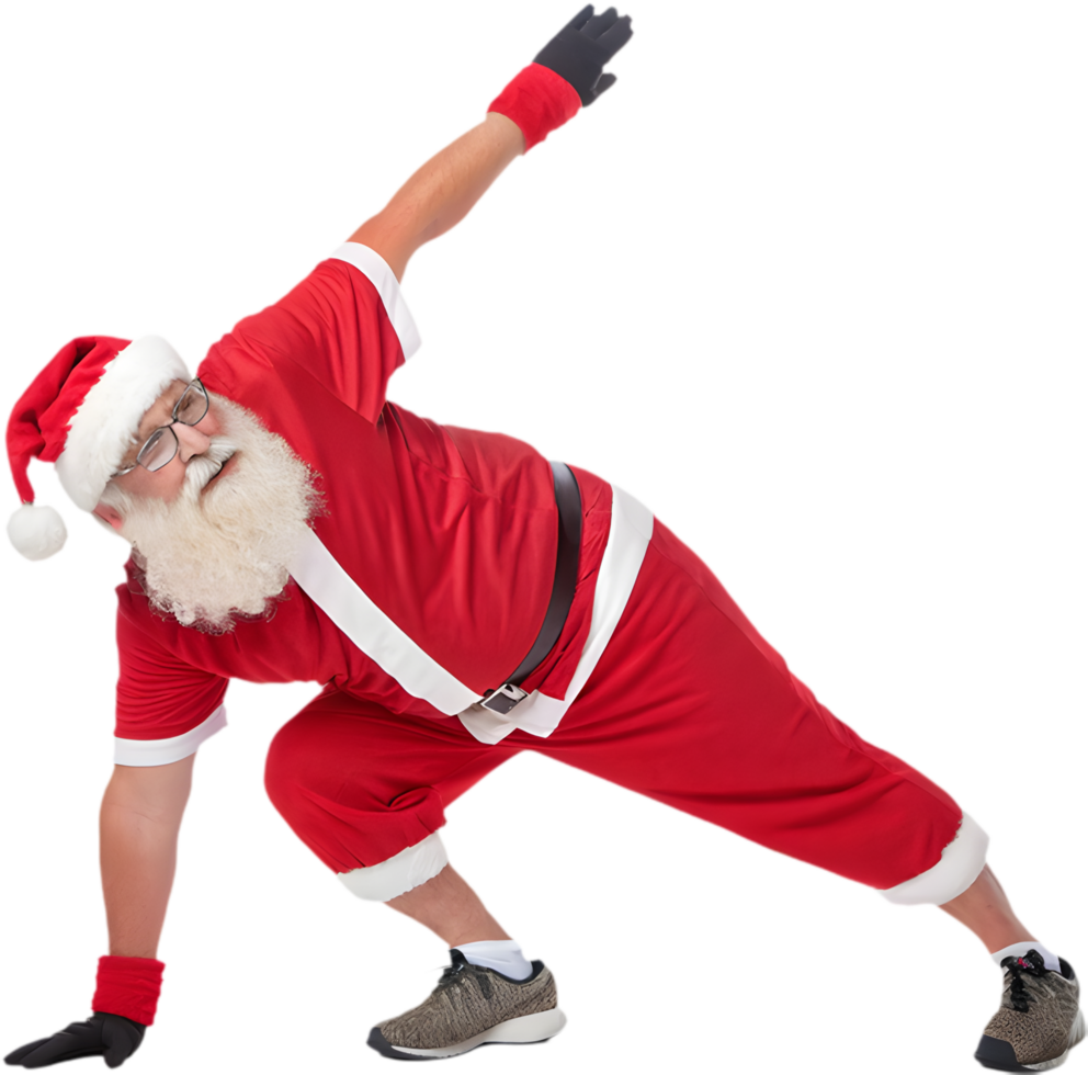 Santa Claus Getting in Shape for Holiday Tasks Clipart. . png