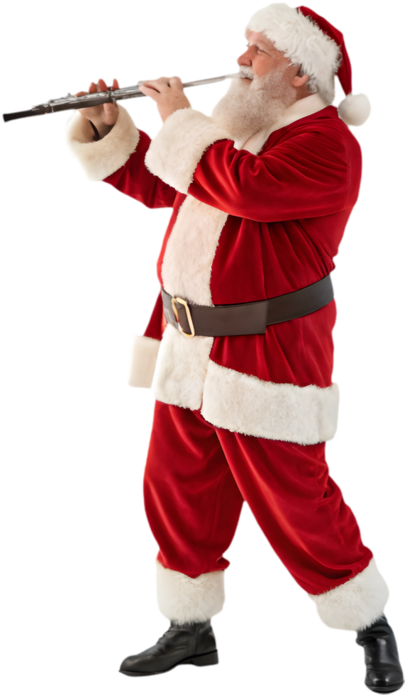 Santa Playing Wind Instrument to Spread Holiday Cheer Clipart. . png