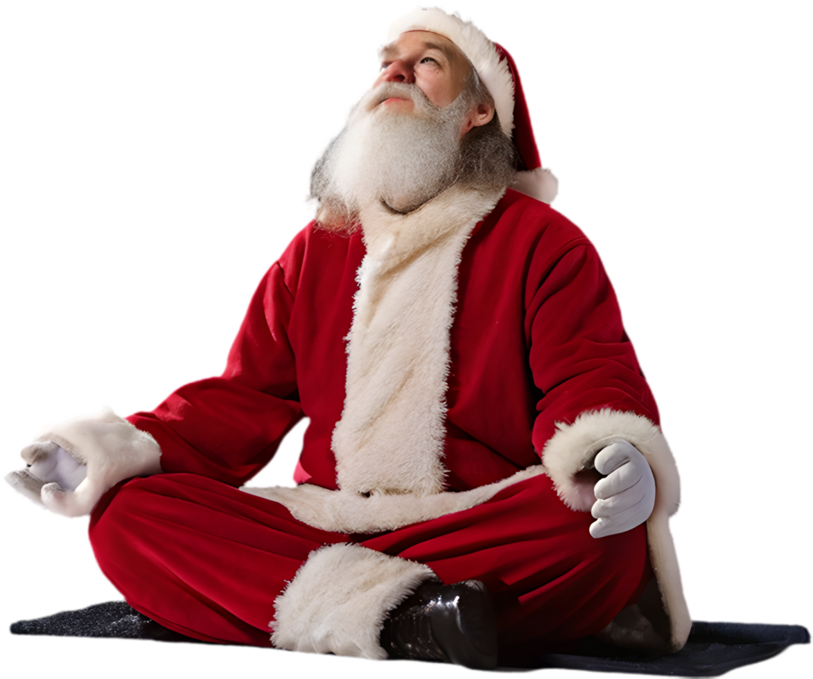Santa Practicing Mindfulness Meditation for Holiday Serenity Clipart. . png