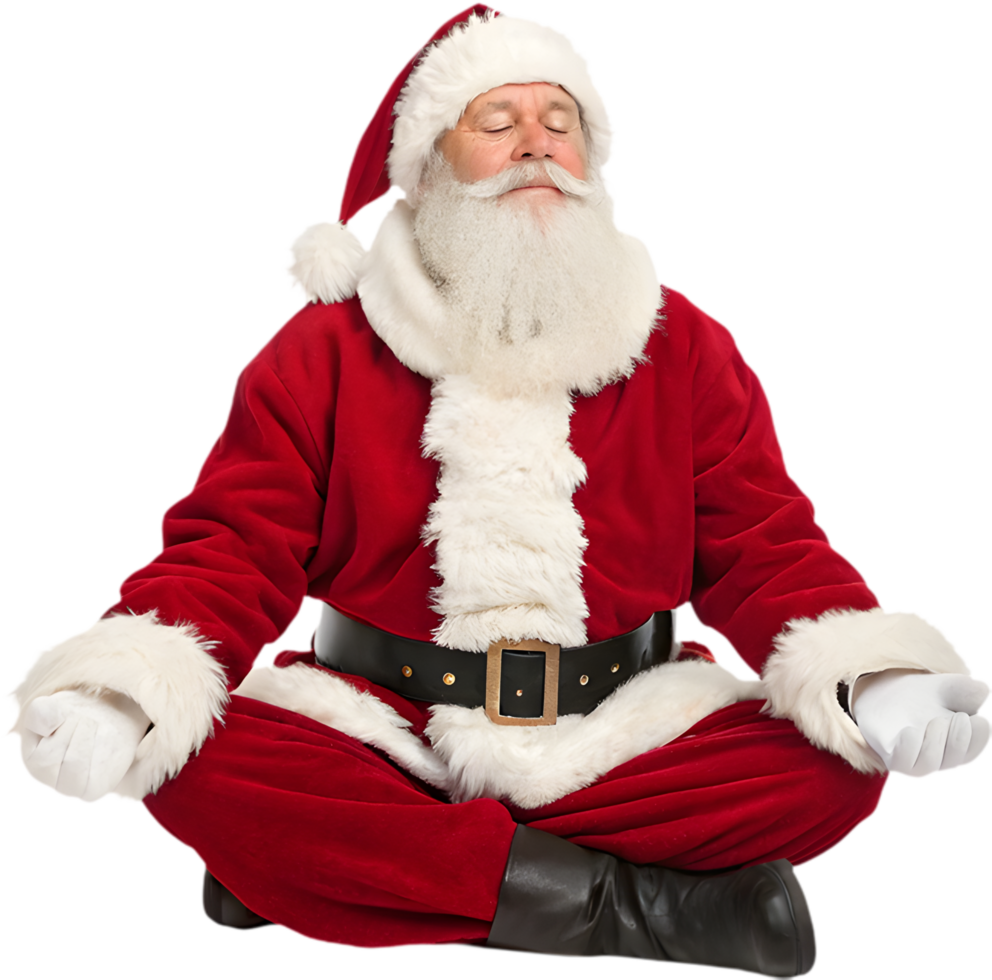 Santa Practicing Mindfulness Meditation for Calm Holiday Spirit Clipart. . png