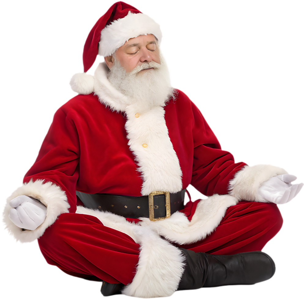Peaceful Santa Claus Meditating for Holiday Mindfulness Clipart. . png