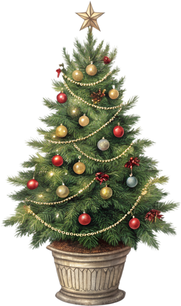 Beautiful Christmas Tree Clipart for Winter Holiday Invitations. . png