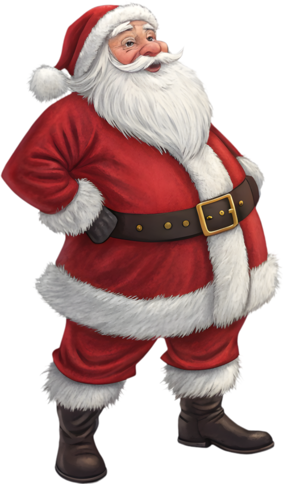 Jolly Santa Claus Clipart with Cheerful Smile and Rosy Cheeks. . png