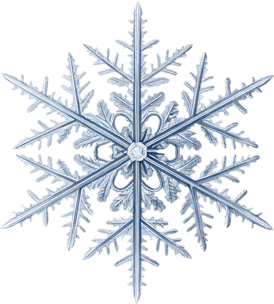 Crystalline Snowflake Clipart for Holiday and Festive Design Projects. . png