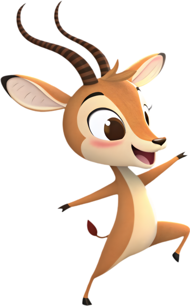 Joyful Cartoon Antelope Dancing in Clipart for Creative Designs. . png