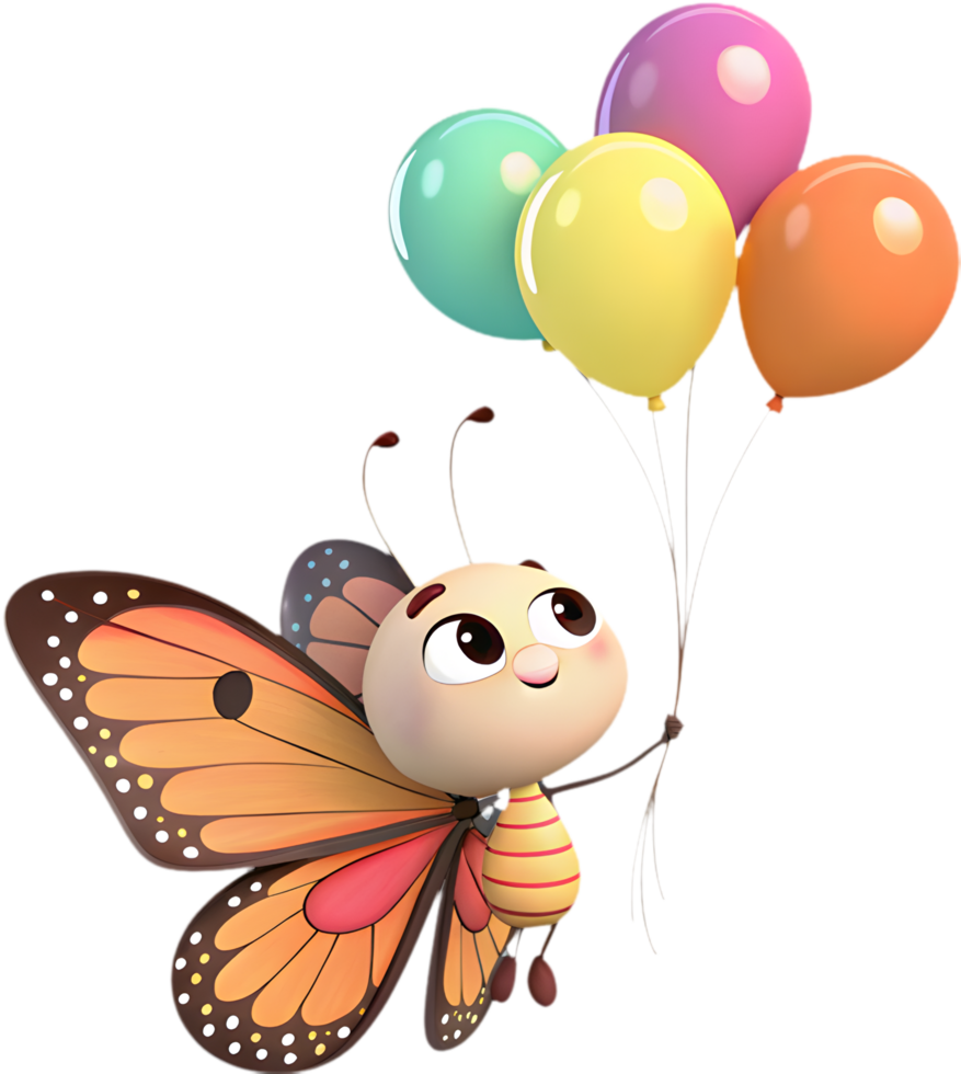 Cute Cartoon Butterfly with Vibrant Colors for Holiday Designs. . png