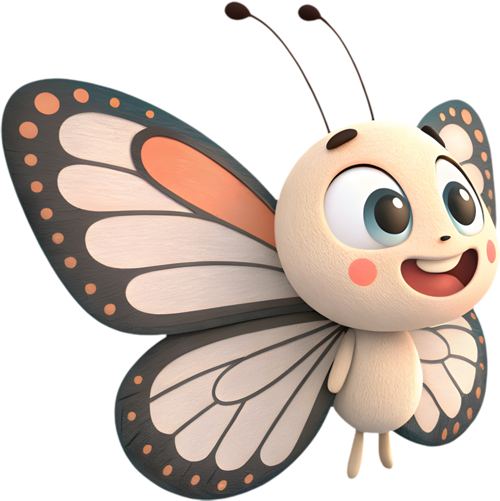 Adorable Cartoon Butterfly Clipart with Vibrant Colors for Creations. . png