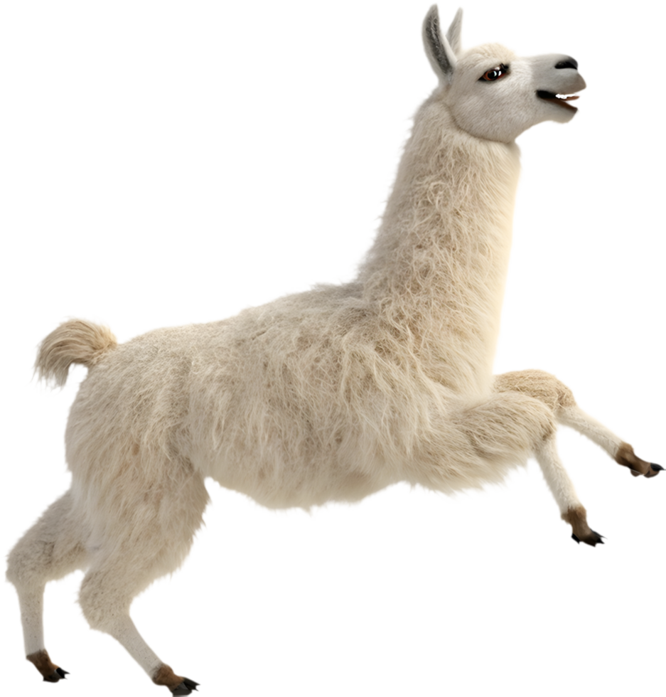Kawaii Llama Running in Clipart for Whimsical Party Invitations. . png
