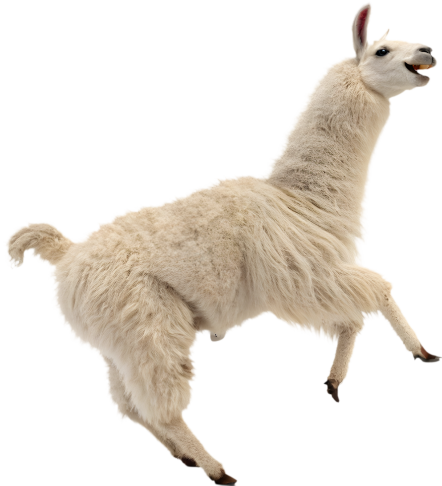 Cute Cartoon Kawaii Llama Running Joyfully Clipart for Fun Graphics. . png