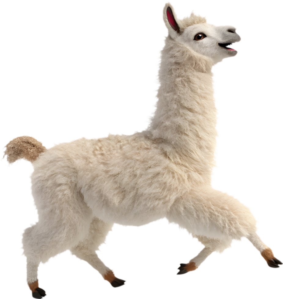 Cute Llama Running Joyfully Clipart for Playful Christmas Designs. . png