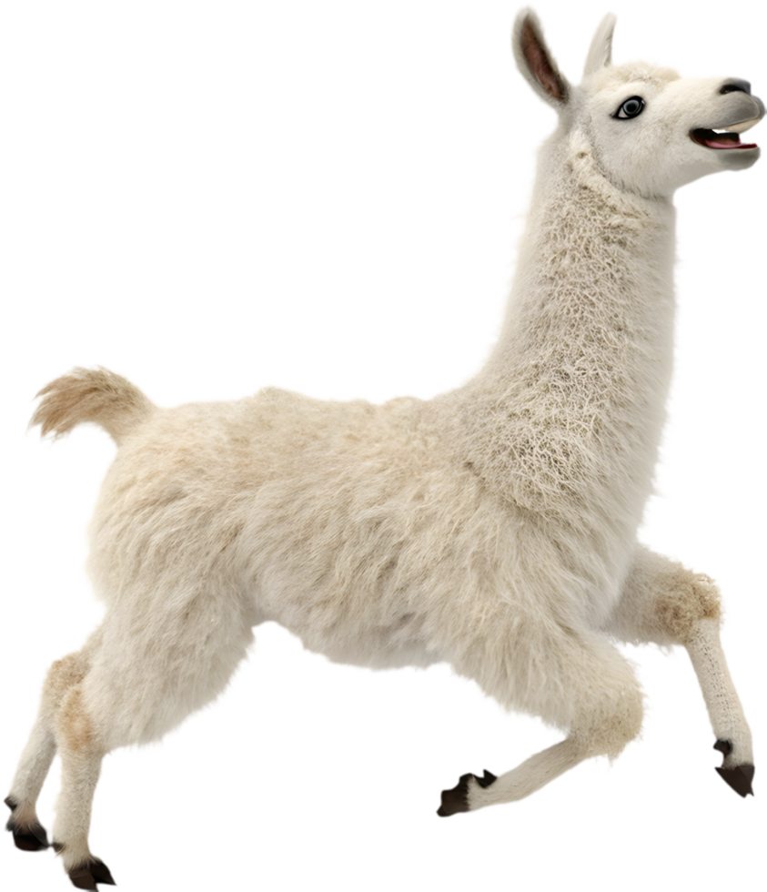 Cartoon Kawaii Llama Running Joyfully Clipart for Kids' Creations. . png