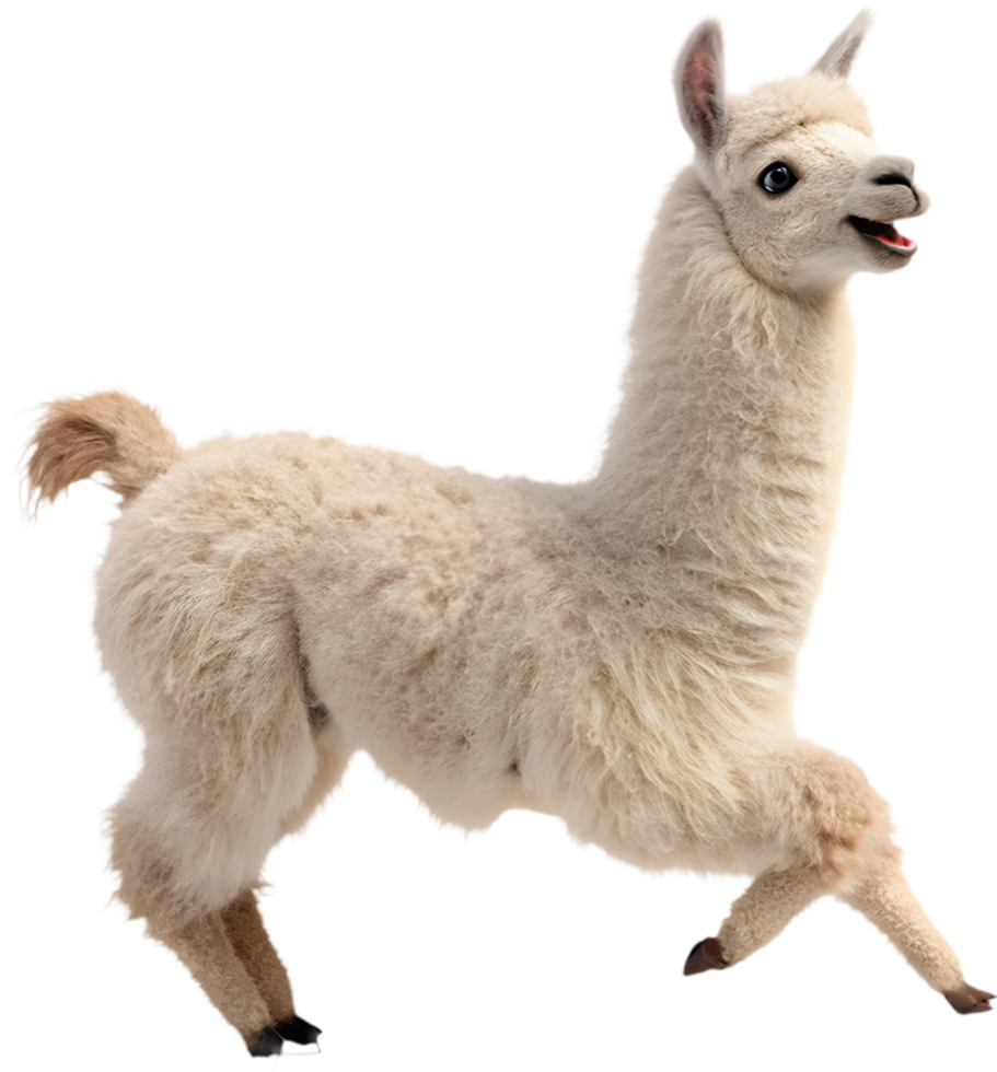 Joyful Cartoon Kawaii Llama Running Clipart for Fun Designs. . png