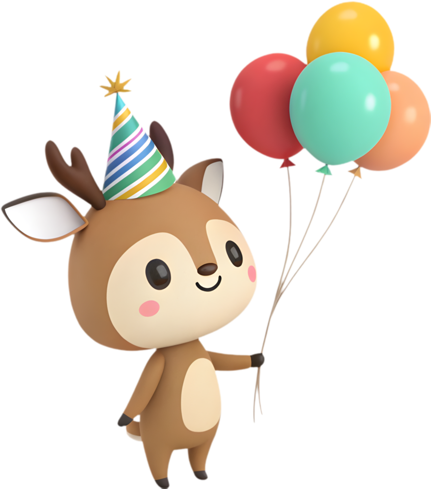 Adorable Marsh Deer with Balloon for Party Creations. . png