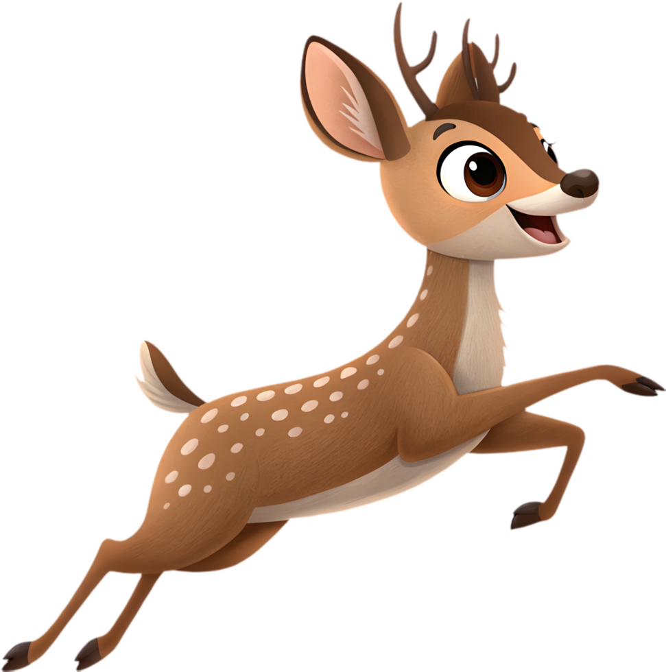 Cute Kawaii Marsh Deer Running Joyfully for Party Invitations. . png