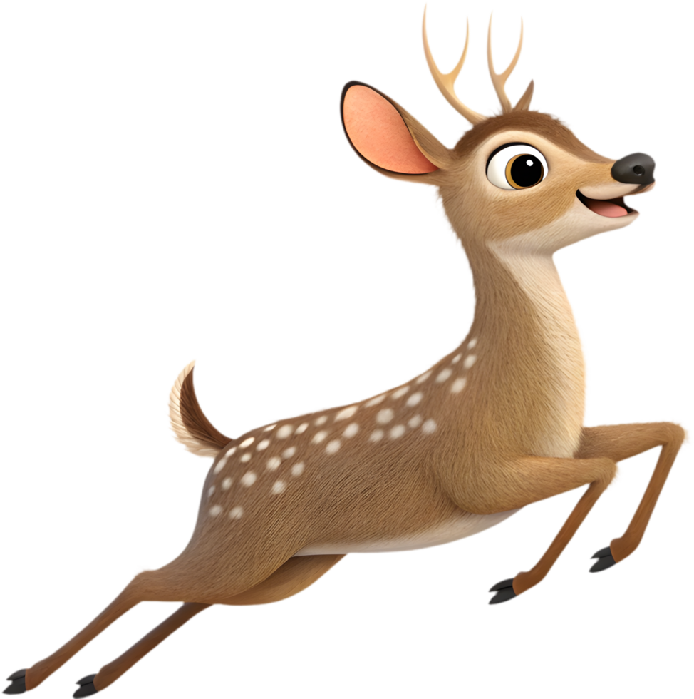 Adorable Kawaii Marsh Deer Running Joyfully Clipart for Cards. . png