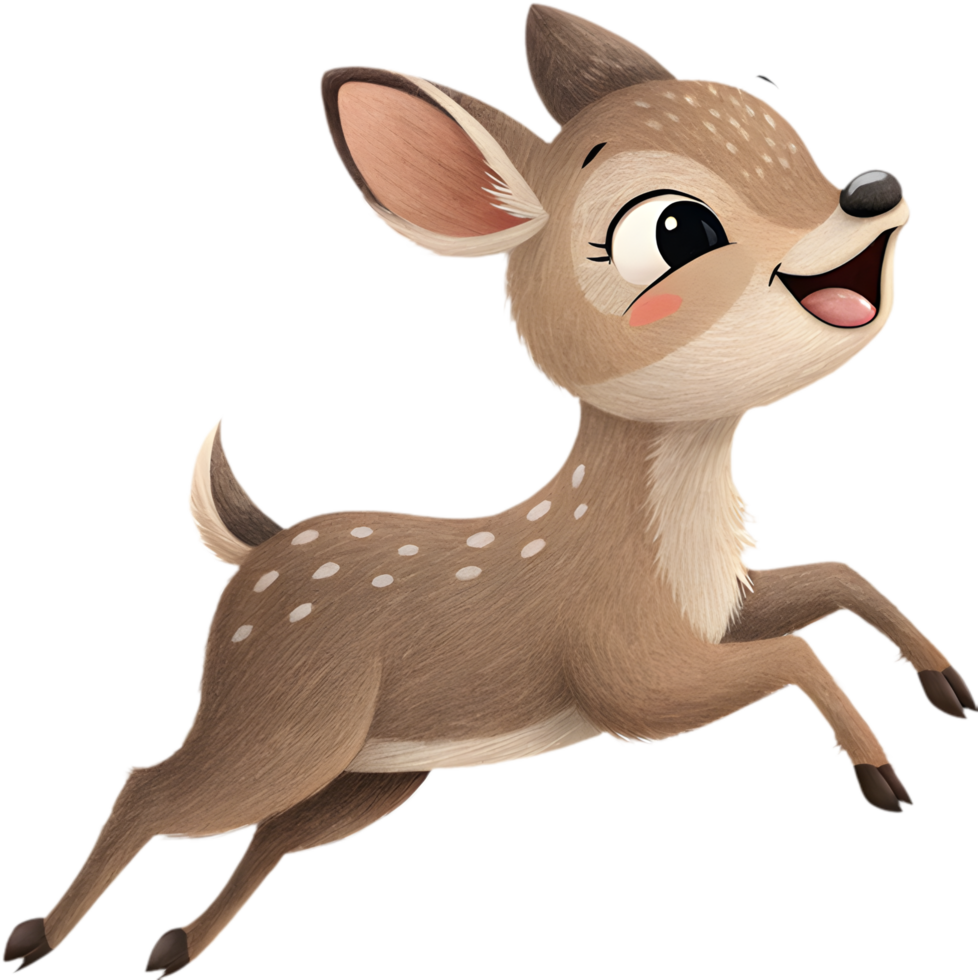Adorable Kawaii Marsh Deer Running Joyfully for Holiday Invitations. . png