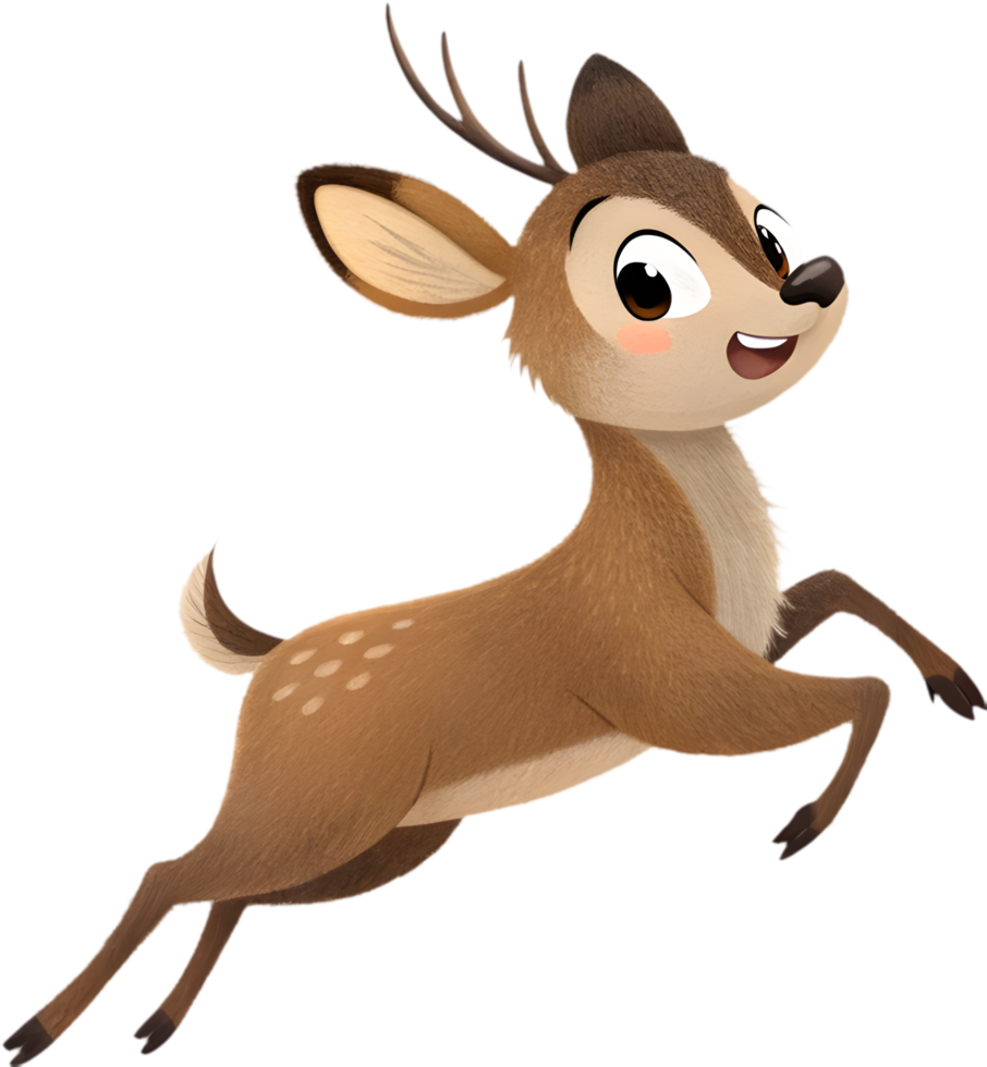 Kawaii Marsh Deer Running Joyfully for Whimsical Digital Art. . png