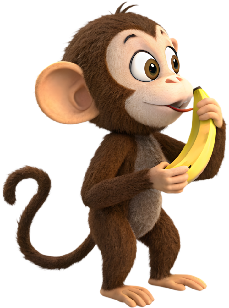 Cute Monkey with Banana Clipart for Fun Illustrations. . png