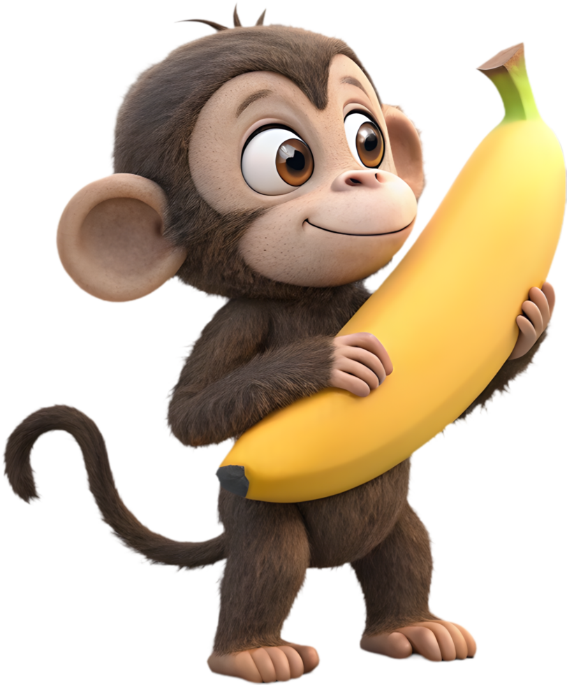Playful Monkey Holding Banana Clipart for Fun Invitations. . png