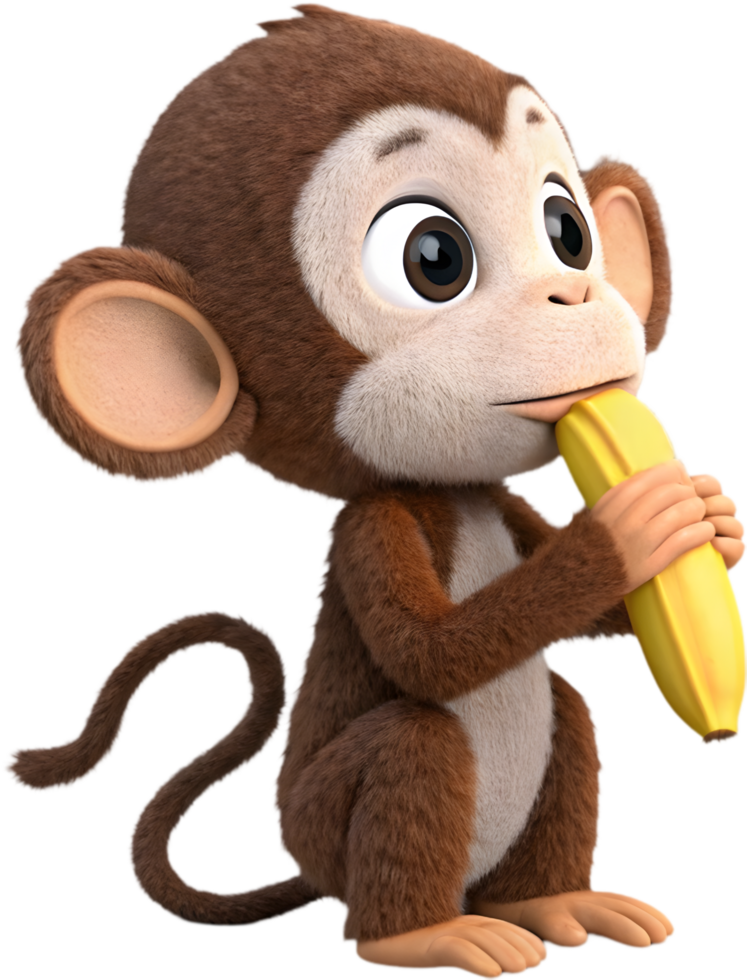 Cute Monkey with Banana Clipart for Kids' Invitations. . png
