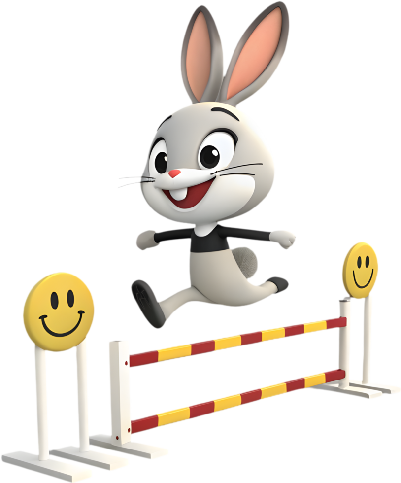 Quick rabbit jumping obstacles in a cute race. . png