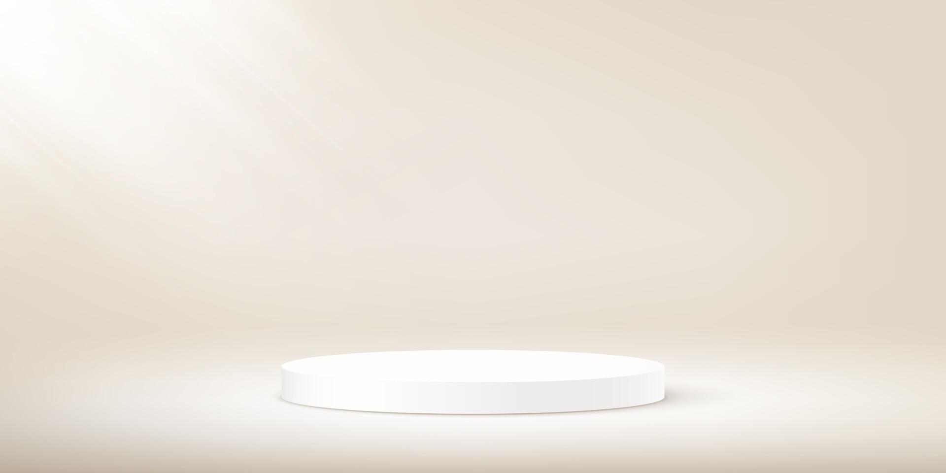 Beige background 3d with white podium. 3D abstract studio room with pedestal podium. Space for selling products on the website. illustration. vector