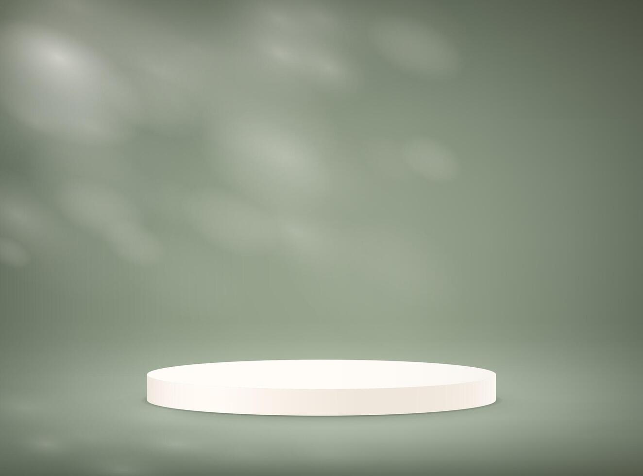 Green background 3d with white podium. Background green Studio with Shadow Leaves. Space for selling products on the website. Empty room with shadow leaves. illustration. vector