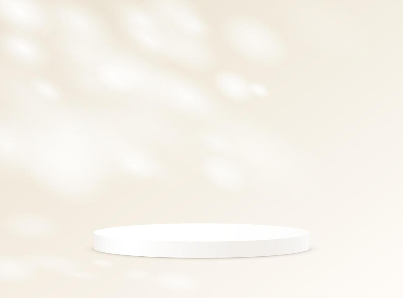 Beige background 3d with white podium. Background beige Studio with Shadow Leaves. Space for selling products on the website. illustration. vector