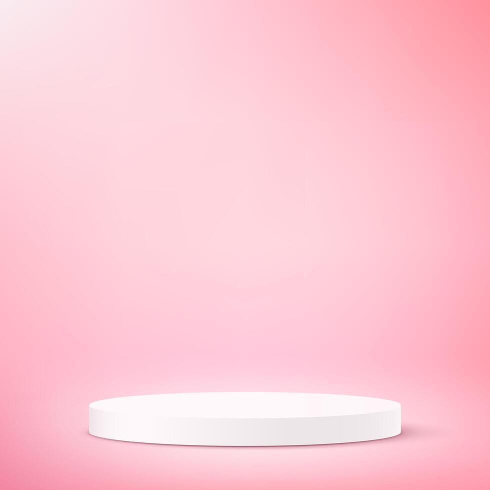 Pink background 3d with white podium. 3D abstract studio room with pedestal podium. Space for selling products on the website. illustration. vector