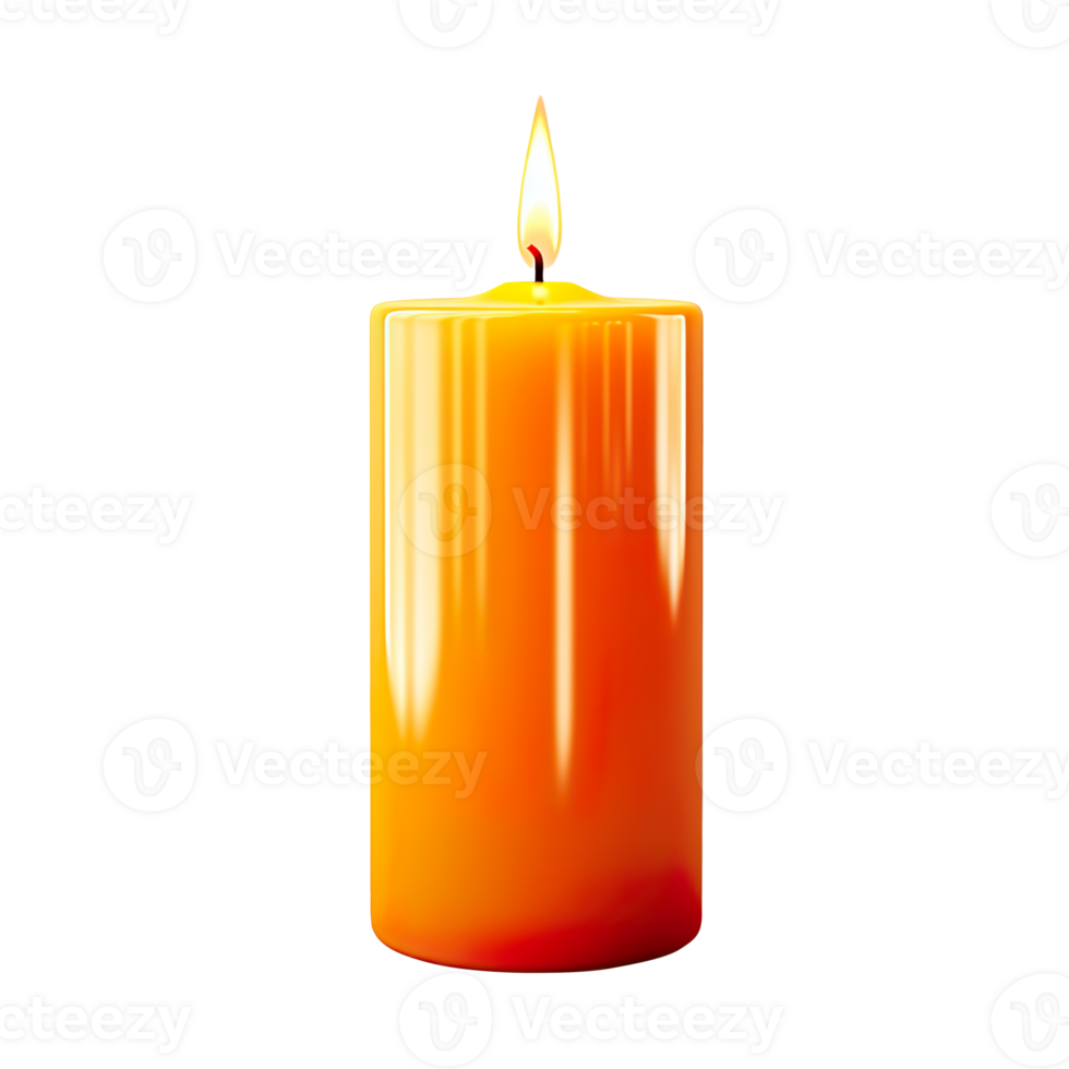 a burning orange candle isolated on transparent background png