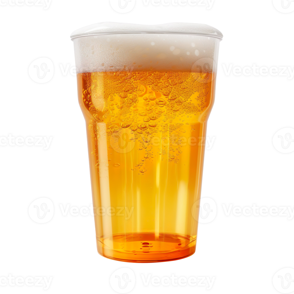 Beer in a plastic cup isolated on transparent background png