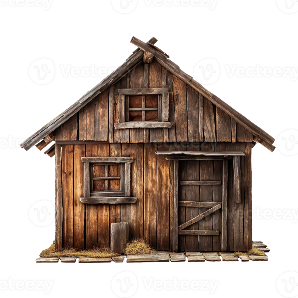 An old wooden hut isolated on transparent background png