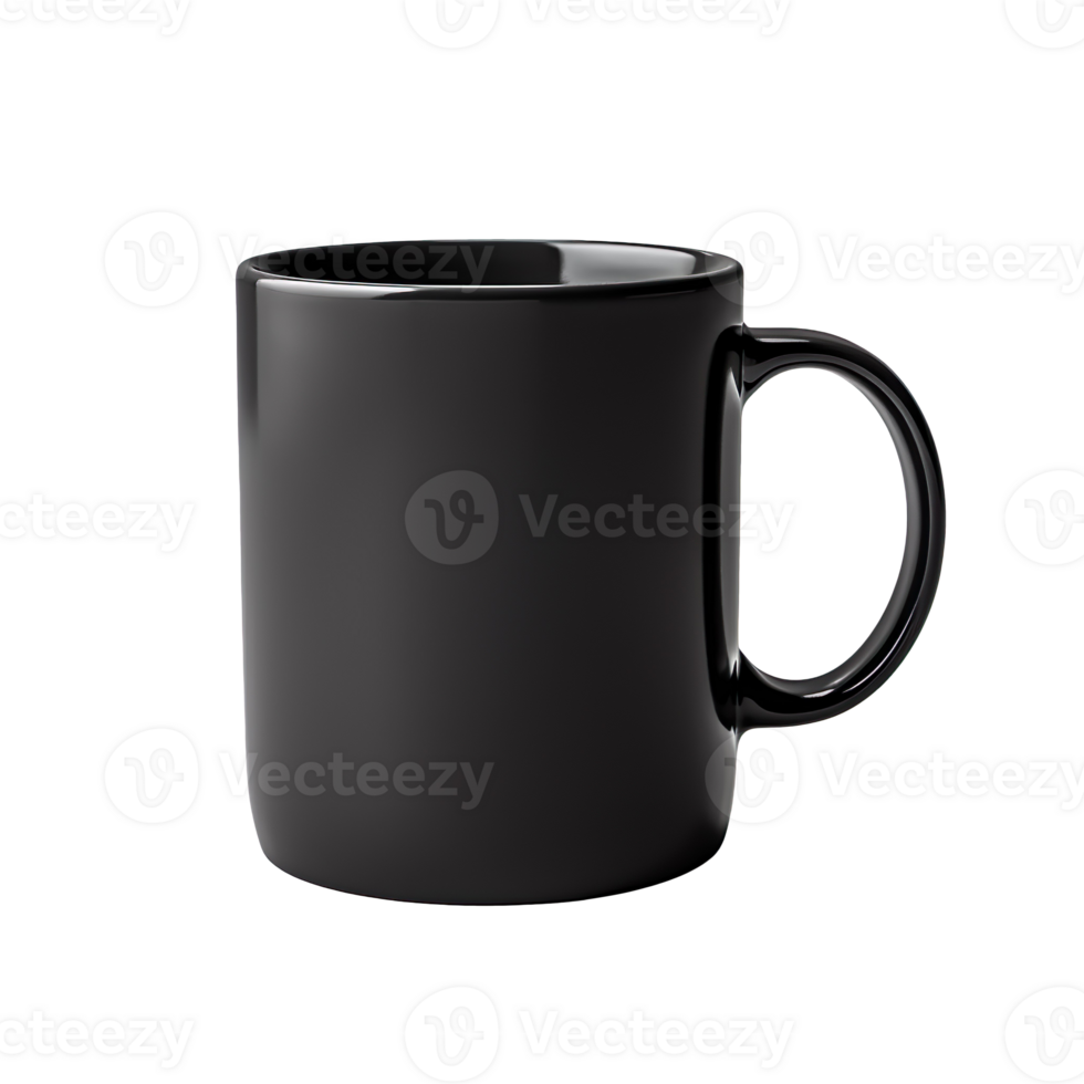 Black ceramic mug isolated on transparent background png