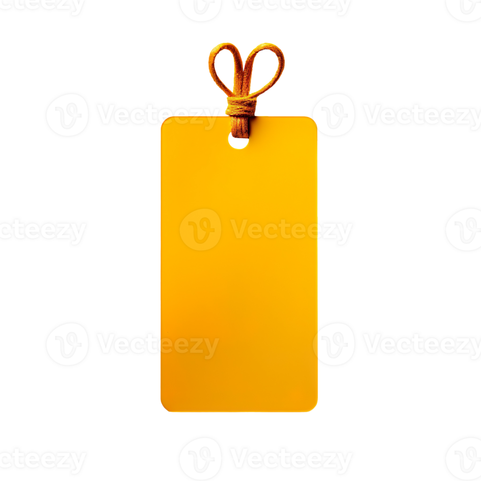 Blank yellow paper price tag isolated on transparent background png