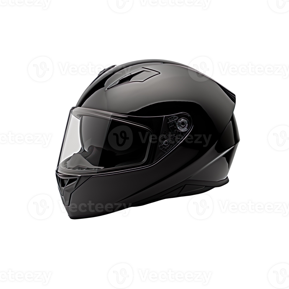 Black motorcycle helmet isolated on transparent background png