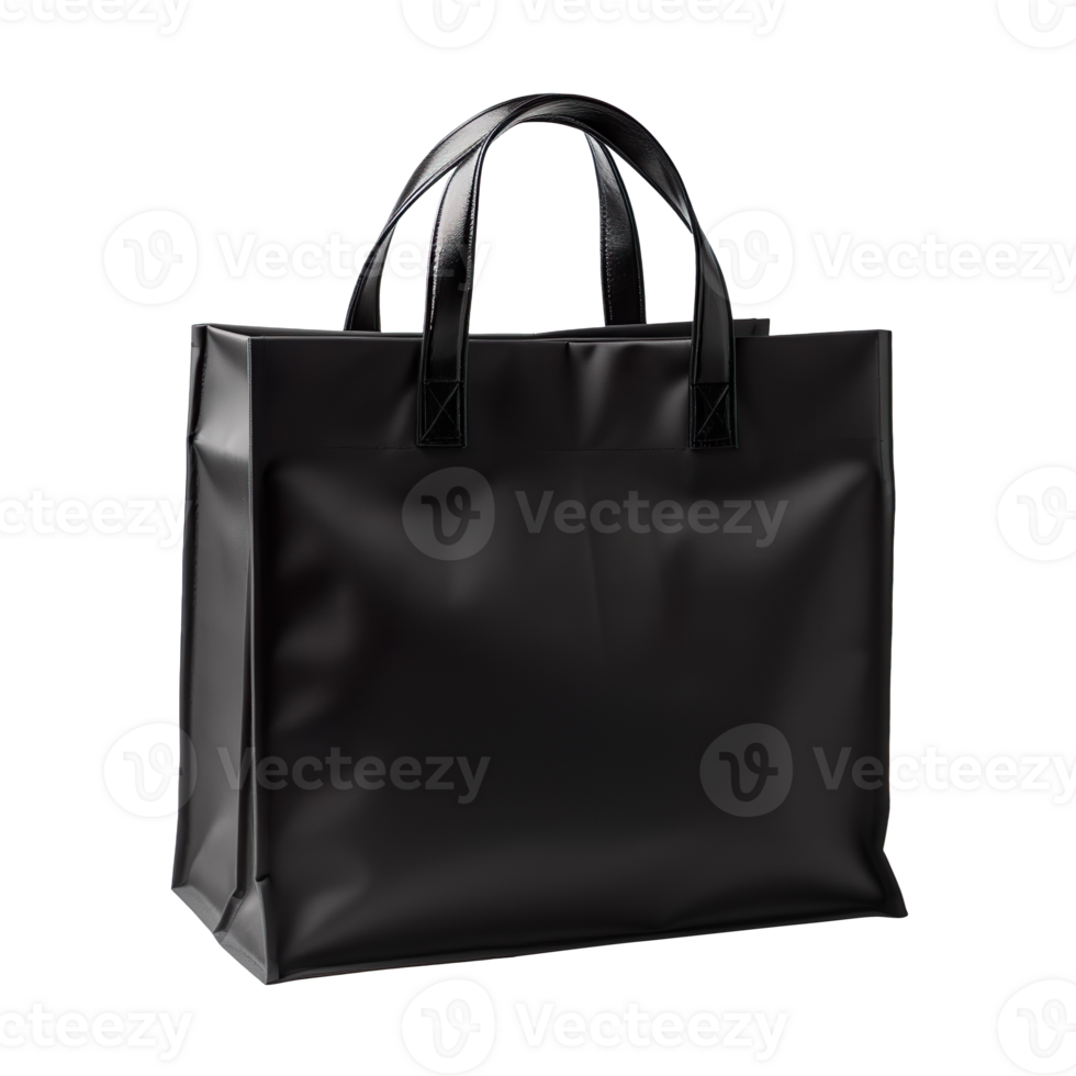 black fabric shopping bag isolated on transparent background png