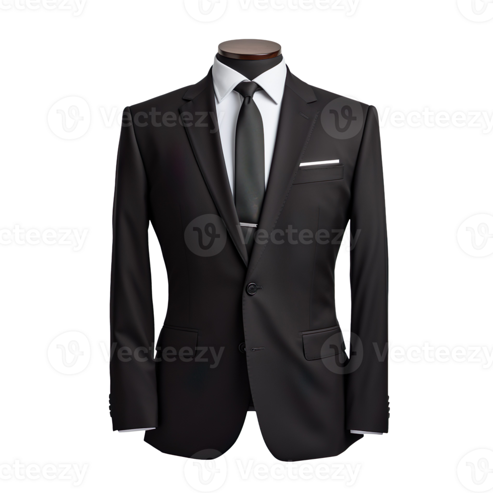 Black suit isolated on transparent background png