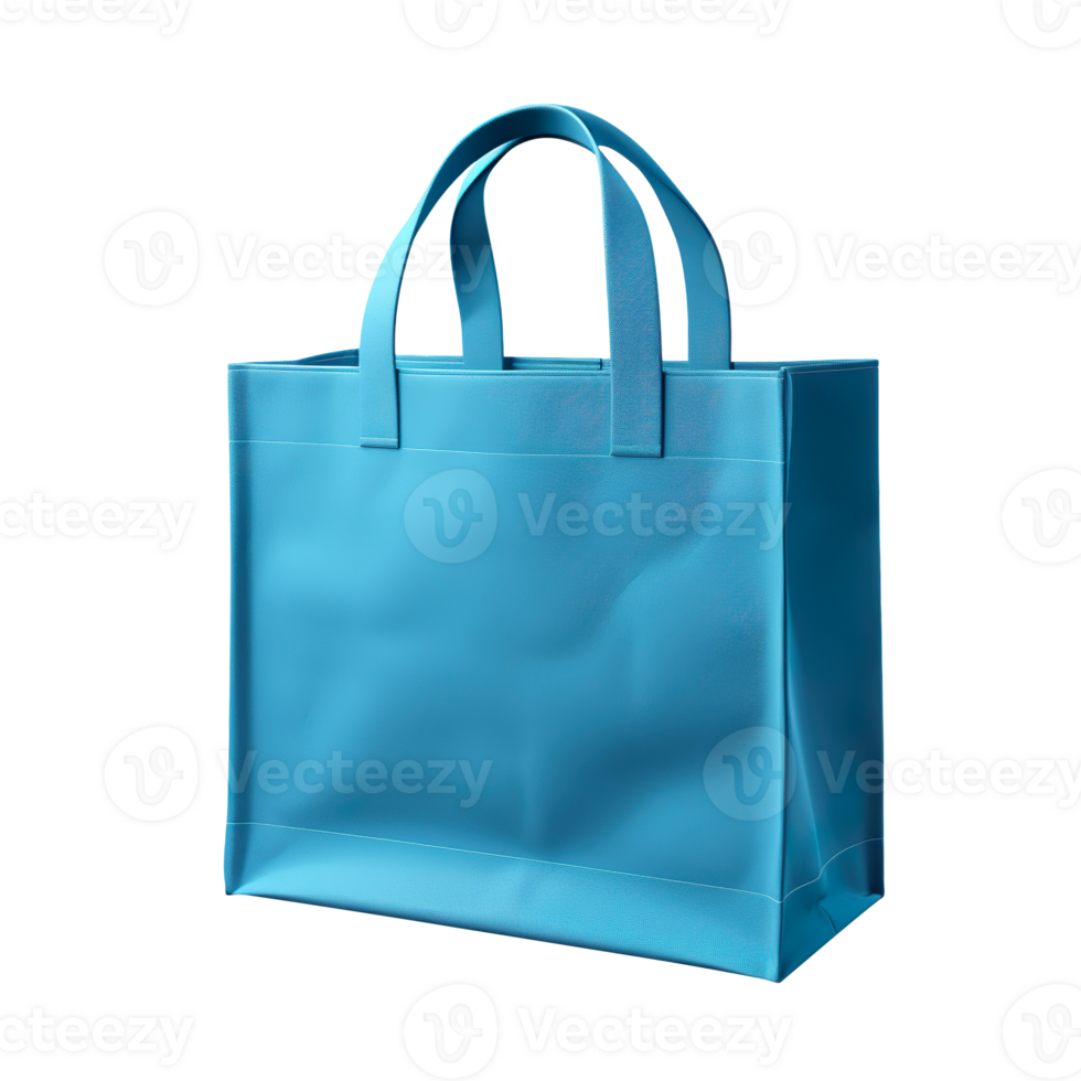 blue canvas shopping bag isolated on transparent background png