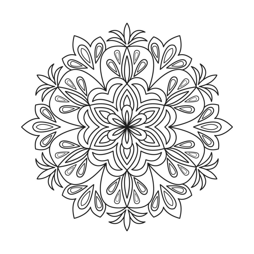 Outline doodle hand draw illustration mandala design for kids vector