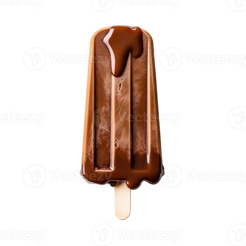 Brown chocolate ice cream popsicle isolated on transparent background png