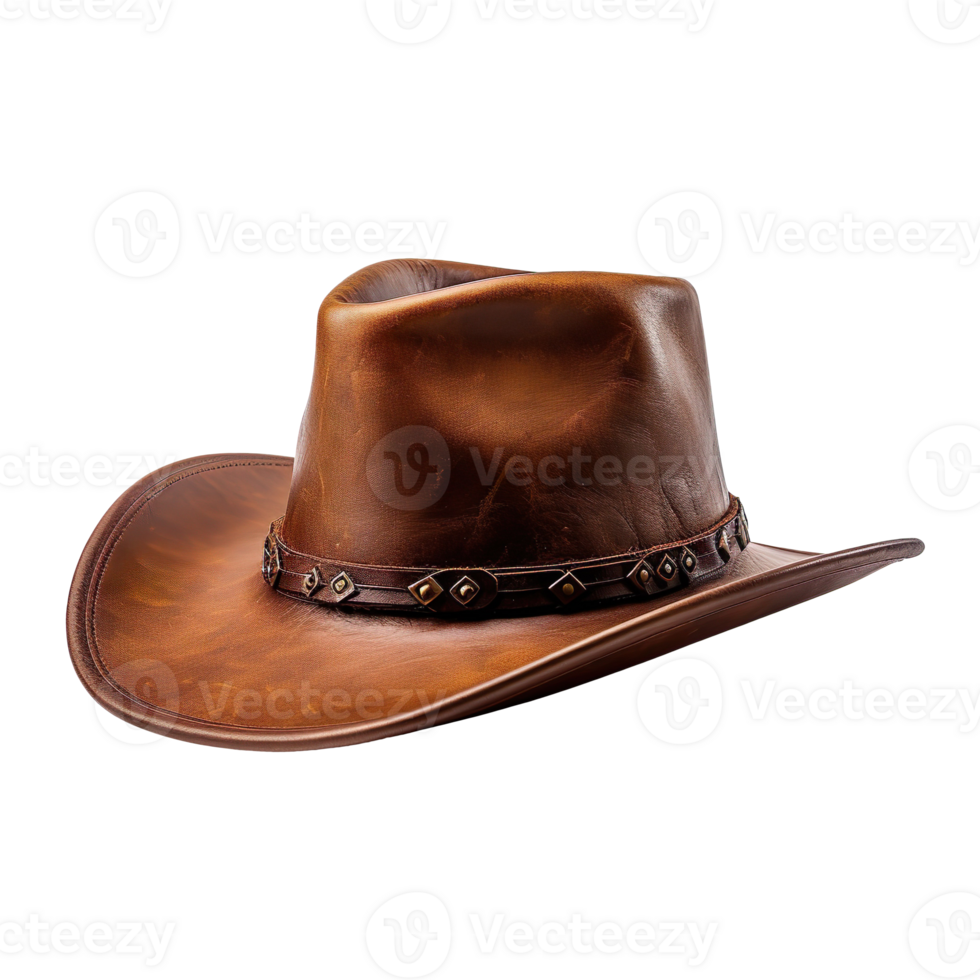 Brown leather cowboy hat isolated on transparent background png